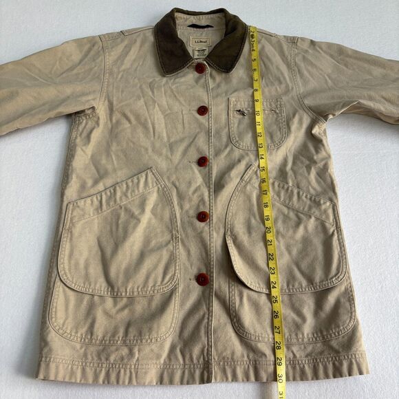 LL Bean Field Barn Chore Hunting Jacket Coat Women S Tan Flannel Canvas Corduroy - Picture 8 of 10